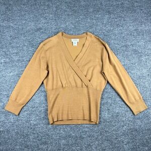 Vtg Y2K Talbots Sweater Womens L Silk Blend Surplice Faux Wrap